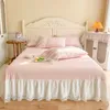 Sängkläder sätter 100 bomull Romantisk fransk prinsessa bröllopssats spetsar duvet täcker lakan kjol sängäcke kuddar 230808