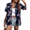 Blouses voor dames voor vrouwen gedrukt T-shirt mode met korte mouwen Casual korte mouw knop Down Shirts Tops Fine Elegant