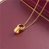 Hänge halsband designer smycken klöver rostfritt stål mode ovala ringar klavikular kedja choker 18k guld dubbel ring hänge för bröllopspresent