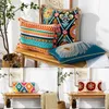 Pillow Case Vintage Bohemian Style Tufted Lumbar Cover Embroidered Geometric Floral Pompom Tassels Throw Cushion 230807