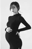 Maternity Dresses Black Maternity Dresses For Photo Shoot Sexy Full Sleeve Knitted Photography Props Pregnancy Dress For Pregnant Women Photoshoot hkd230810