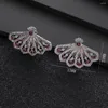 Dangle Earrings Luxury Trendy Geometry Sector For Women Wedding Cubic Zircon Crystal African Dubai Bridal Earring A0215