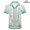 Designer Shirts Fashion Casablanca Shirts Print Mens Casual Shirt Womens Loose Silk Shirt Short Sleeves Luxury Shirts High Quality Tees Summer beach Asian size