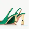 Sapatos de grife escarpins Twist Sling 105 escarpins verde dourado salto torcido moda festa