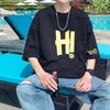 Herr t-skjortor hej tryck bomull streetwear grafik 2023 sommar koreanska mode harajuku t-shirts vintage överdimensionerade casual tees