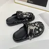 Slippare Summer Women Mules Slippers Hitets Punk Rock Platform Leather Slippers Creative Metal Fitings Casual Party Shoes Outdoor Slides 230807