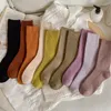 Frauen Socken Damen Warm Herbst Winter Retro Lässig Lange Japanische Mode Mädchen Atmungsaktiv Weich Einfarbig Für