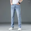 Mäns jeans 2023 Enkel casual Classic Style Men Brand Business Stretch Slim Denim Pants Light Blue Black Byxor Male Old Money