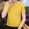 Men's T Shirts 7 Färger 2023 Mens V-ringen Kort ärm Simple Casual Men Clothing Summer Fashion Solid Color Ropa Hombre Size M-4XL