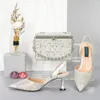Dress Shoes Selling Fashionable Wine High Heels And Bag Set Design With Flowers Fit For Nigerian Women Wedding Party