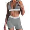 Survêtements pour femmes maillots de bain hauts sans bretelles femmes décontracté solide gilet col en V Shorts Blouse élasticité pantalon ensemble grande taille natation longue