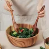 Ensembles de vaisselle Ensemble d'ustensiles en bois utiles Bol en bois durable Prise confortable Manger des nouilles Récipient à salade Cuillère à manger Fourchette