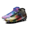 Kids High Top Soccer Shoes Children's TF AG Football Boots Mens Fashion Sneakers Youth Training Shoes Rainbow Color