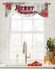 Curtain Christmas Wood Grain Flower Retro Window Living Room Kitchen Cabinet Tie-up Valance Rod Pocket