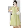 Vestidos de maternidade 1160 # Vintage China elegante vestido de maternidade elegante linha A roupas soltas para mulheres grávidas moda verão roupas de gravidez HKD230808