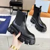 Monolith Boots Designer Mężczyźni Kobiety Buot Burek Lśniący skórzany nylon but z butem na zewnątrz gruby denowy rozciągający rozciąganie