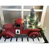 Julprydnader Diy Xmas Gift Vintage Red Truck Trees Centerpiece upplyst Xmas Tree Pendant Hang Decoration For Home Natal L230620