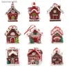 PVC Clay Gingerbread House Resin Hanging Ornament for Christmas Party L230620