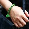 W9vs Kralen Strand Groene Klaver Armband voor Vrouwen Hand Ins Natuurlijke Kristal Dames Kralen Ketting Mode-sieraden