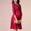 Maternity Dresses Emotion Moms 2023 Spring Summer Maternity Clothes Pregnant Women Dress Casual Sexy V Neck For Pregnant Women HKD230808