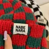 Berets 2023 Chesseboard Plaid Knit Cap voor vrouwen Winter Koreaanse ins Big Hoofdomtrekpullover hoed Japanse retro herenkappen