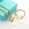 brand letter-t classic heart Necklace Bracelet 18k gold 925 silvery Designer Jewelry for women mens tennis chain Necklaces Bracelets 316L Stainless Ste T