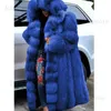 Plus Size Faux Fur Cappotti lunghi spessi Moda donna Warm Maxi Lunghezza del pavimento Giacche con cappuccio oversize Abiti invernali femminili 201110 T230808