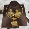 Küpe Kolye Set Mücevherleri Kadınlar için Altın Renk Açıklama Kolye ve S Tasarım Mücevherleri Afrika Dubai Aksesuar Drop de Dhgarden Dhxeb