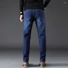 Heren Jeans Hcxy 2023 Merk Heren Hoge Kwaliteit Slanke Rechte Denim Broek Mannen Zwarte Broek Casual Business Stretch Voor mij