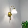 Wall Lamp Golden Bedroom Living Room Background Light Modern Flower Stairs Aisle Sconces Glass Lampshade Home Decoration