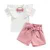 Clothing Sets Baby Girl Floral Print Romper With Matching Headband Sleeveless Ruffled Bodysuit Bowknot Hair Accessory