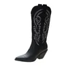 Women Microfiber 576 مدببة Emed Fashion Toe Leather Western Western Gowboy Boots High Boots Stunky Ladies 230807 463