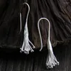 Boucles d'oreilles pendantes Fyla Mode 925 en argent Sterling Long gland pour les femmes Thai rétro processus élégant dame pendentif bijoux