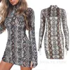2018 Spring Snake Skin Long Robe Madames Sexy Turtle Neck Bodycon Party Mini robes à manches courtes Femmes Vêtements RF0898 T230808