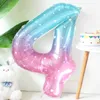 40Inch Large Rainbow Starry Sky Number Balloons 1 2 3 4 5 6 7 8 9 Foil Balloon Kids Mermaid Birthday Party Decoration Helium Bal HKD230808