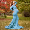 Robes de maternité printemps robes de maternité élégantes pour séance photo femmes enceintes robe à manches longues col en v grossesse photographie robe de douche HKD230808