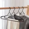 Hangers 5pcs Iron Clothes Widen Anti-slip Drying Laundry Hanger With Wood Hanging Rod Household Wardrobe Storage Organizer Rack