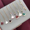New Fashion Pendant Necklace Brand Red Agate Mother Shell 18k Gold Necklace Gift High Quality Diamond Designer Necklace for Women