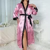 Vêtements de nuit pour femmes XL-5XL grande taille femmes Robe robe de chambre vêtements de nuit chemise de nuit été soyeux Satin Kimono col en v peignoir vêtements de maison