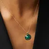 Fransk vintage enkel malachite vit fritillaria droppglasyrhänge halsband för kvinnors mode pendlare charm krage kedja