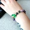 W9vs Kralen Strand Groene Klaver Armband voor Vrouwen Hand Ins Natuurlijke Kristal Dames Kralen Ketting Mode-sieraden