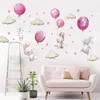 Wall Stickers Watercolor Pink Balloon Bunny Cloud for Kids Room Baby Nursery Decoration Decals Boy and Girls Gifts PVC 230808