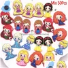 Shoe Parts Accessories 50Pcs Wholesale Cartoon Princess Pvc Shoes Decorations Fit Clog Jibz Charm Backpack Girls Party Presents 220720 Dr