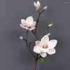 Dekorativa blommor Eva hanterar liten magnolia -simulering Enkel gren Konstgjord blomma heminredning