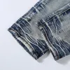 Męskie dżinsy 2023 Modna odzież uliczna Niebieska swoboda Brown Lint Patchwork Slim Denim Pants dla mężczyzn