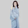 Maternity Dresses 2pcs Maternity Photography Dresses Camisole Dress+robe Set Elegant Sexy Dresses For Pregnant Women Pregnancy Photo Shoot Clothes HKD230808