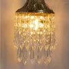 Lampy ścienne luksusowy cała miedziana kryształowa sypialnia lampa nocna francuskie vintage mosiężne światło światło salon telewizyjna przejście