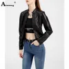 Giacche da donna Plus Size 5xl Donna Faux Leather Short Spring Autunno Street Crop Top Capispalla Slim PU Giacca rivetto femminile 230808