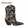 Women Women sexy caviglia abbellita gemma 154 tacchi a blocchi a punta stivali signore punk in stile punk cowgirl scarpe grandi 44 230807 76