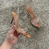 Klänningskor 2023 Kvinnor Summer Slingback Pumps Office Lady Transparent klackade sandaler Elegant Point Toe Female Sexy High Heels 230807